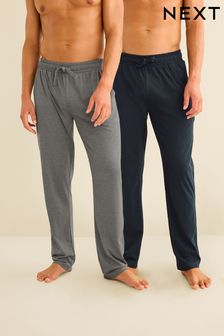 Navy Blue/Grey 2 Pack Lasting Fresh Cotton Rich Pyjama Bottoms