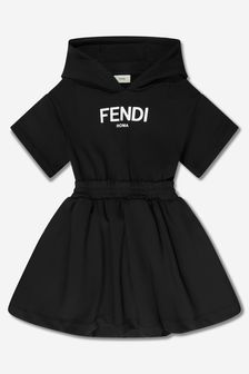 Fendi Kids Girls Hooded Sweater Dress in Black