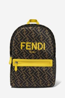 Fendi Kids FF Logo Backpack in Brown