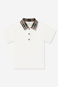 Fendi Kids Boys Branded Collar Polo Shirt in White