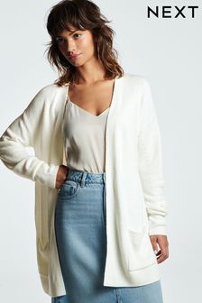 Ecru White Cosy Pocket Detail Cardigan