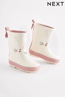 White Bunny Rubber Wellies