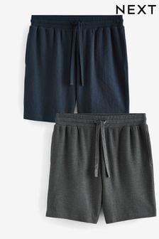 Grey/Navy Blue Waffle Texture Lightweight Jogger Shorts 2 Pack