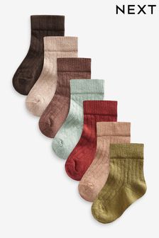 Mixed Muted 7 Pack Baby Socks (0mths-2yrs)