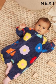 Navy Fleece Baby Sleepsuit