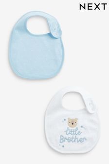 Blue/White Little Brother Baby Bibs 2 Pack