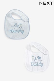 Blue Mummy/Daddy Baby Bibs 2 Pack