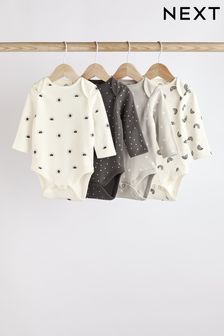 Monochrome Baby Printed Long Sleeve Bodysuits