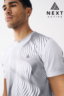 Grey Wave Printed Training T-Shirt