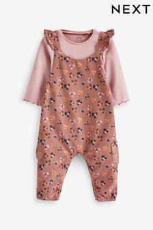 Pink Leopard Print Baby 2pc Baby Dungaree & Bodysuit Set (0mths-2yrs)