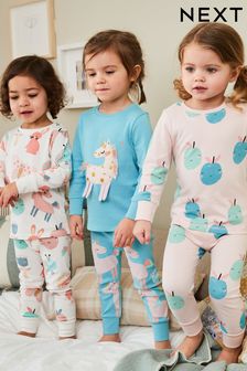 Pink/Blue Unicorn Character 3 Pack Long Sleeve Printed Pyjamas (9mths-12yrs)