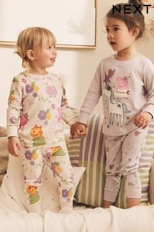 Peppa Pig Lilac Purple/White 100% Cotton License Pyjamas 2 Pack (9mths-8yrs)