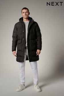 Black Long Shower Resistant Puffer Coat