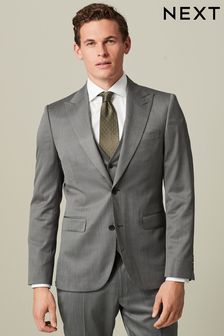 Grey Slim Fit Wool Blend Suit Jacket