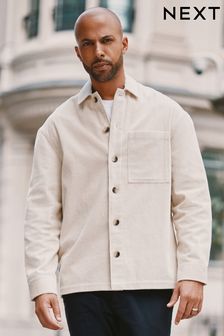 Ecru White Corduroy 100% Cotton Shacket