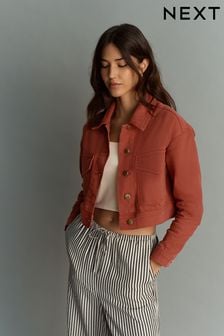 Terracotta Red Cotton Utility Jacket