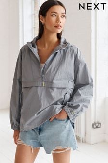 Grey Shower Resistant Rain Trench Jacket