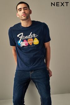 Navy Fender Band Cotton T-Shirt