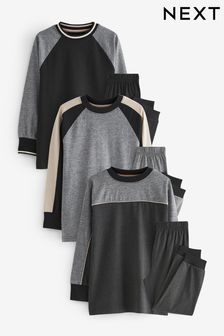 Black/White 3 Pack Long Sleeve Pyjamas (3-16yrs)