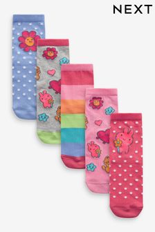 Multi 5 Pack Cotton Rich Bright Character Ankle Socks