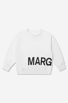 MM6 Maison Margiela キッズ ロゴ ホワイト スウェットシャツ