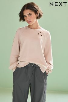 Light Pink Heart Cut-Out Detail Sweatshirt