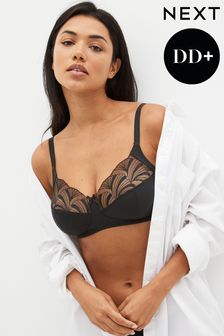 Black Total Support Embroidered Non Pad Non Wired Bra