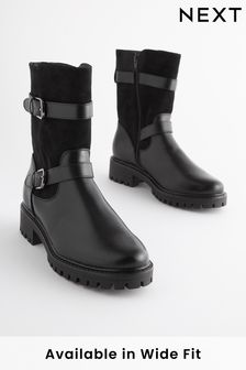 Black Forever Comfort® Buckle Biker Boots