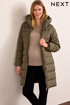 Khaki Green Maternity Padded Coat With Zip-Out Panel