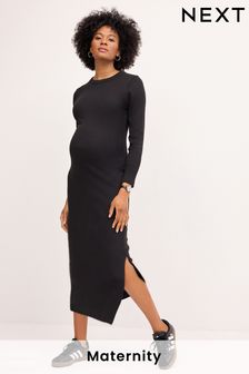 Black Maternity Long Sleeve Dress