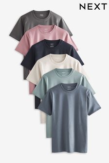 Grey/Black/Blue/Light Blue/White/Pink T-Shirts 6 Pack