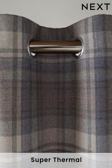 Blue/Grey Blue/Grey Next Alpine Check Super Thermal Eyelet Curtains