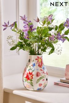 Bright Bright Ceramic Floral Print Vase