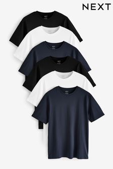 White/Black/Navy Essential Cotton T-Shirts 6 Pack