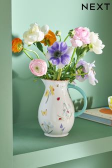 Multicolour Multicolour Ceramic Floral Butterfly Jug Vase