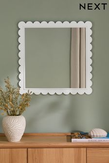 White White Scallop Edged Wall Mirror
