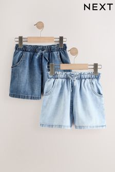 Mid Blue 100% Cotton Denim Shorts 2 Pack (3-16yrs)