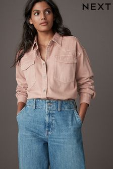 Pink Oversize Denim 100% Cotton Shirt