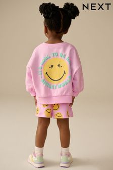Pink/Yellow SmileyWorld® Sweatshirt and Shorts Set (3mths-7yrs)