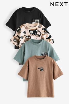 Black/White Short Sleeve T-Shirts 4 Pack (3mths-7yrs)