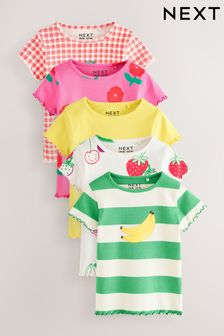 Red Short Sleeve Ribbed T-Shirts 5 Pack (3mths-7yrs)