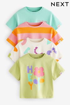 Turquoise Blue Short Sleeve 100% Cotton T-Shirts 4 Pack (3mths-7yrs)