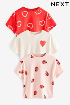 Red Heart/Ladybird Short Sleeve T-Shirt 3 Pack (3mths-7yrs)