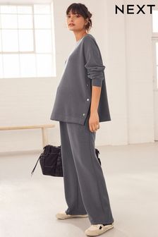 Charcoal Grey Maternity Soft Touch Wide Leg Joggers