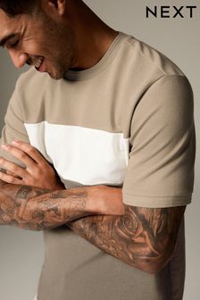 Neutral Textured Colour Block T-Shirt
