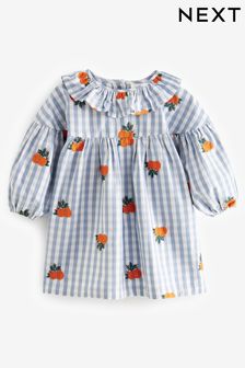 Blue Gingham Embroidered Collar Dress (3mths-8yrs)