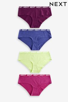 Pink/Purple/Green Cotton Rich Logo Knickers 4 Pack