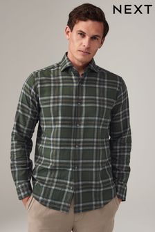 Black Watch Tartan Brushed Checked Flannel 100% Cotton Shirt