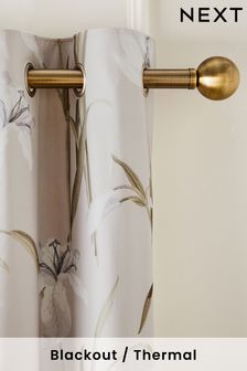 Natural Natural Lily Floral Eyelet Blackout/Thermal Curtains