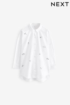 Diamante White Oversized Shirt (3-16yrs)